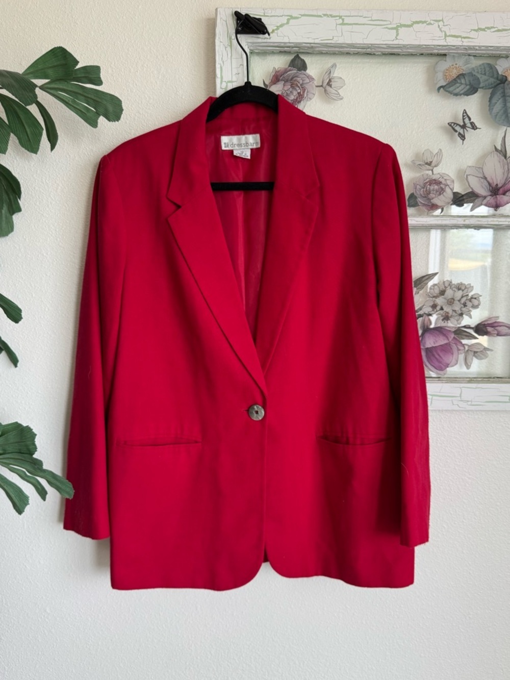 dressbarn vintage Bright Red Single-Button Blazer Size 12